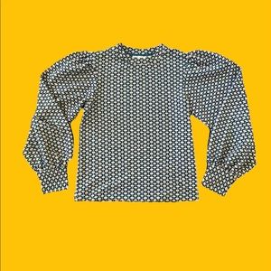 ANTHROPOLOGIE VICTORIAN STYLE GREEN TAN LONG SLEEVE TOP PUFF SLEEVE SIZE XS